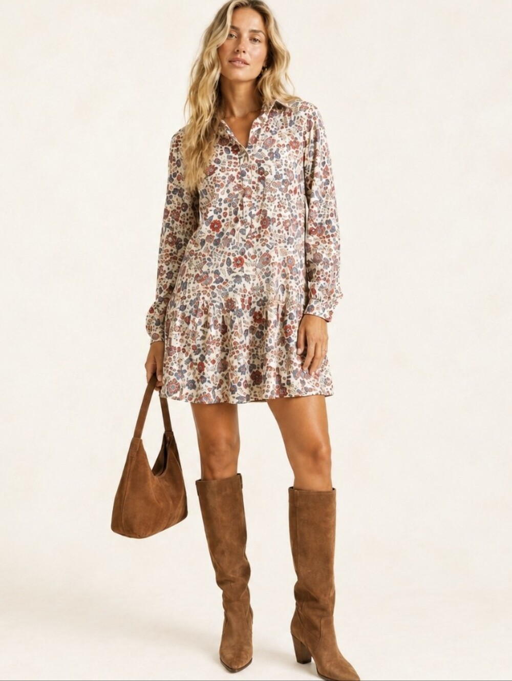 Tuckernuck Tate Printed Mini Dress Indigo Chintz Floral Pleated Popover Size M